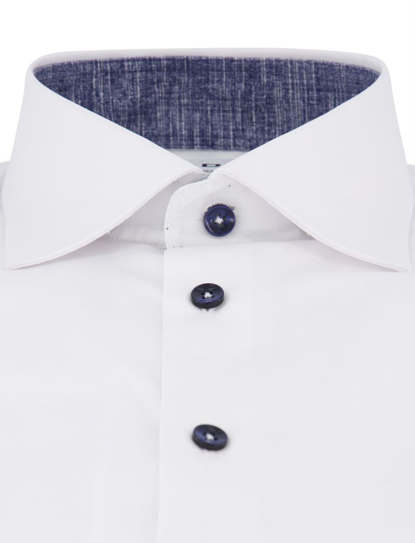 Ledub overhemd wit effen 100% katoen