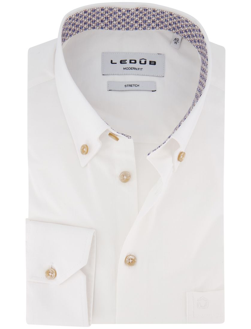 Ledub overhemd katoen wit