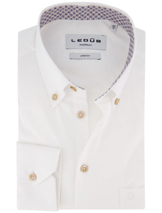 Ledub overhemd wit katoen