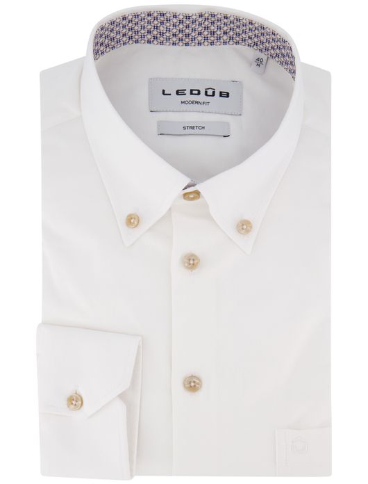 Ledub overhemd wit katoen