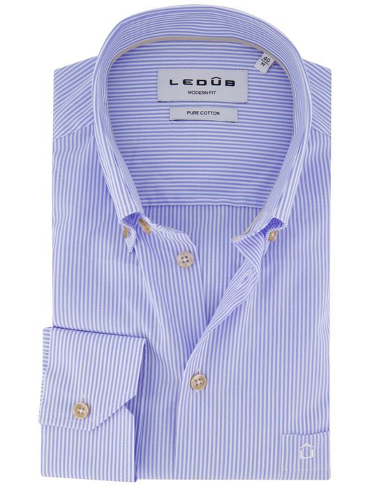 Ledub overhemd blauw gestreept