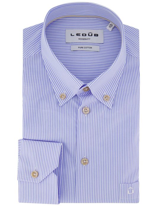 Ledub overhemd blauw gestreept