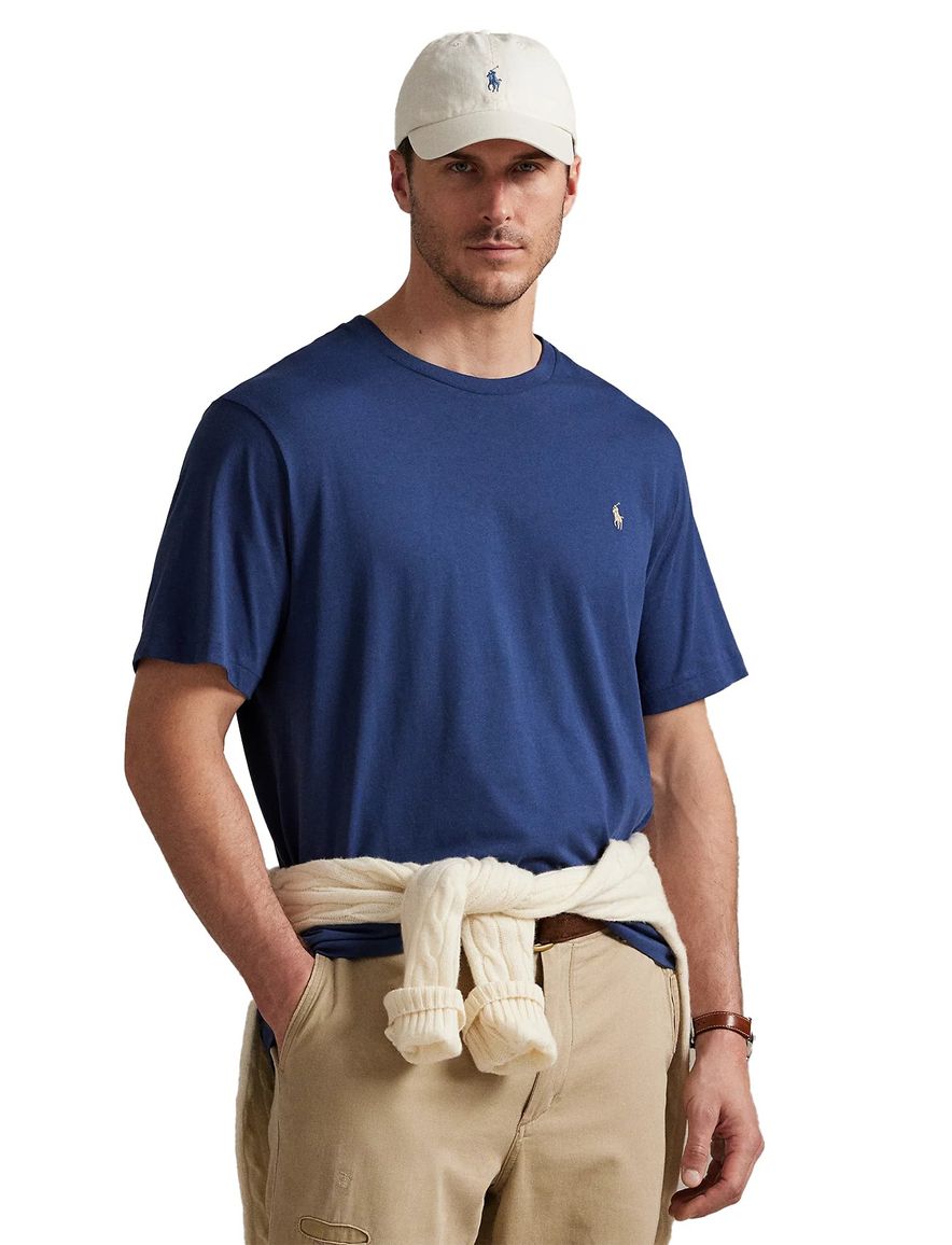 Polo Ralph Lauren Big & Tall T-Shirt blauw effen katoen