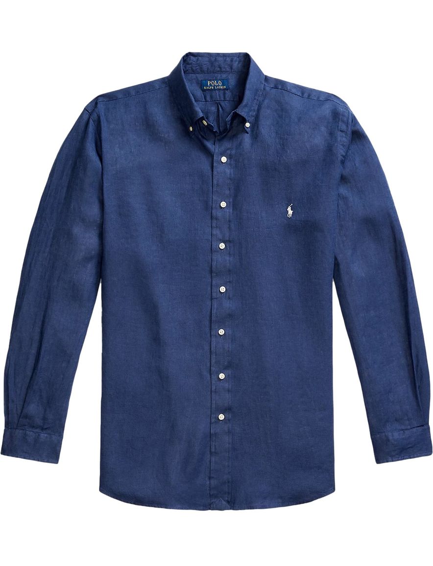 Polo Ralph Lauren overhemd donkerblauw linnen
