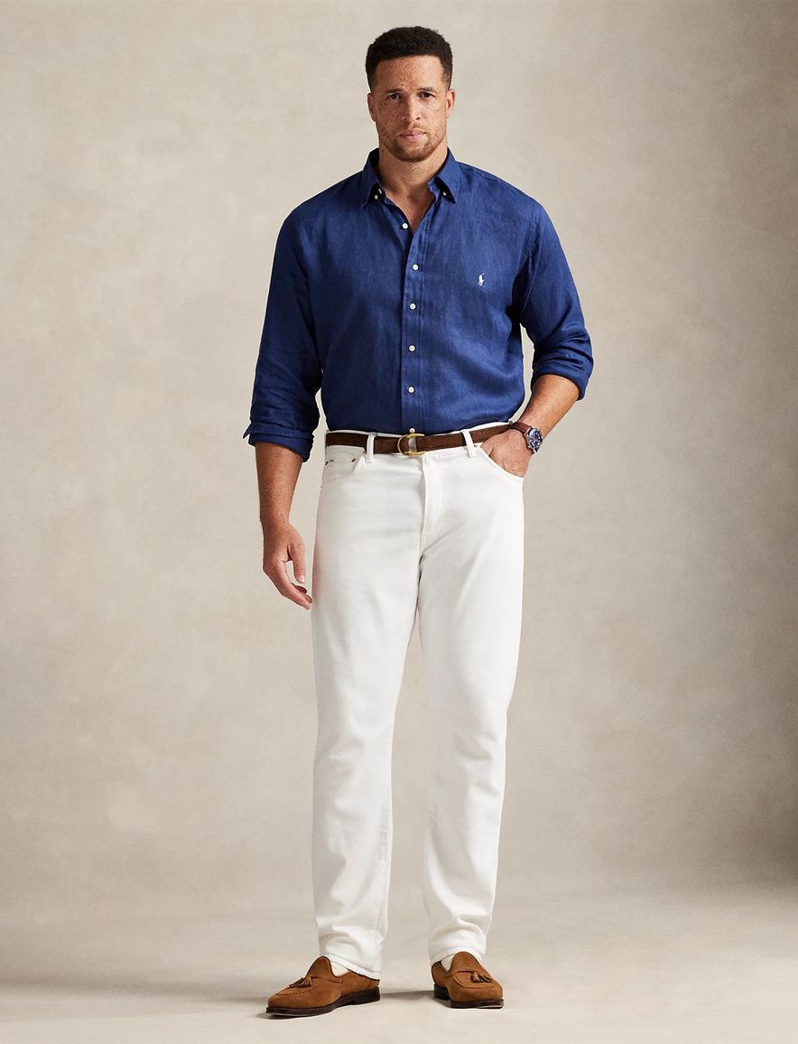 Polo Ralph Lauren overhemd donkerblauw linnen