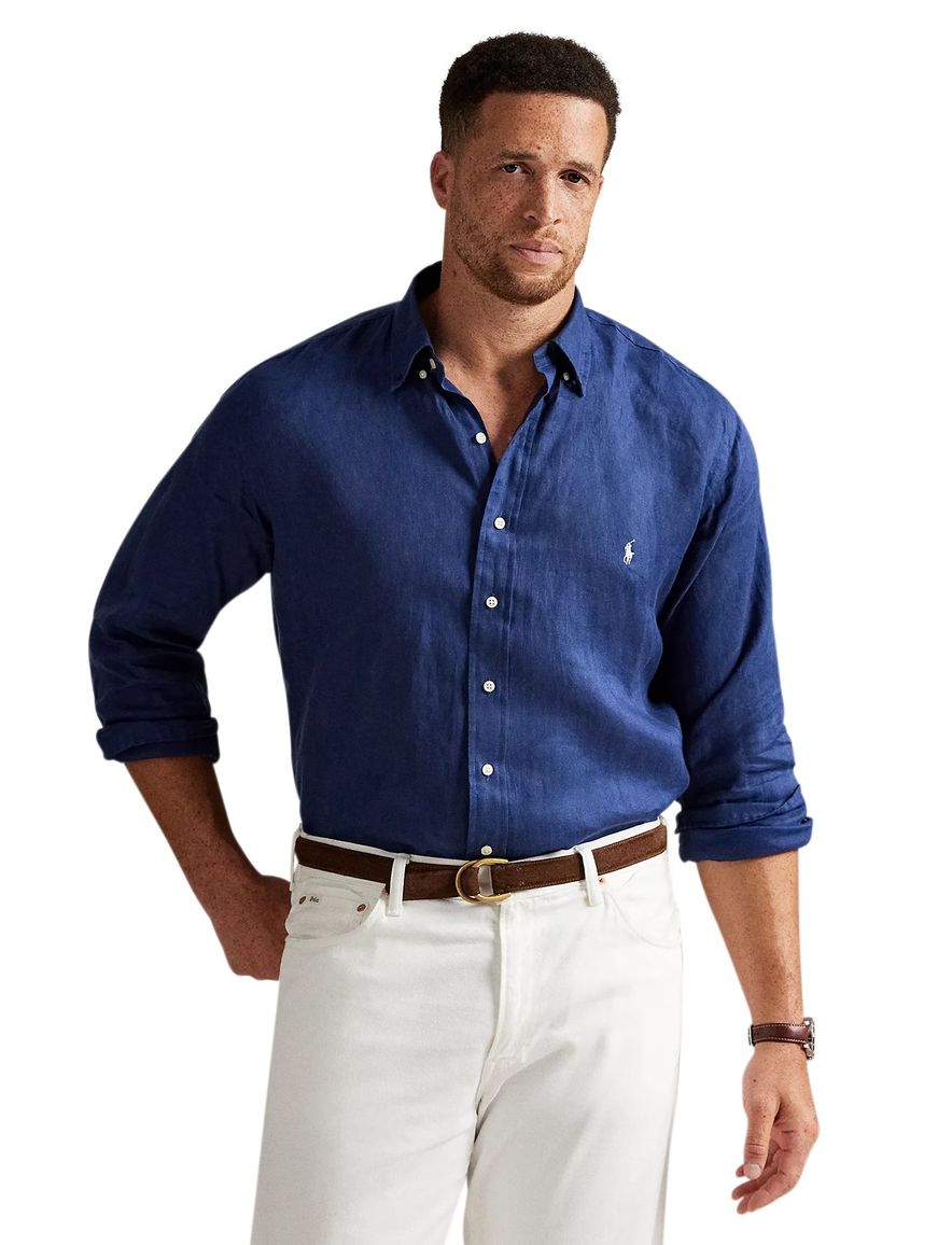 Polo Ralph Lauren overhemd donkerblauw linnen