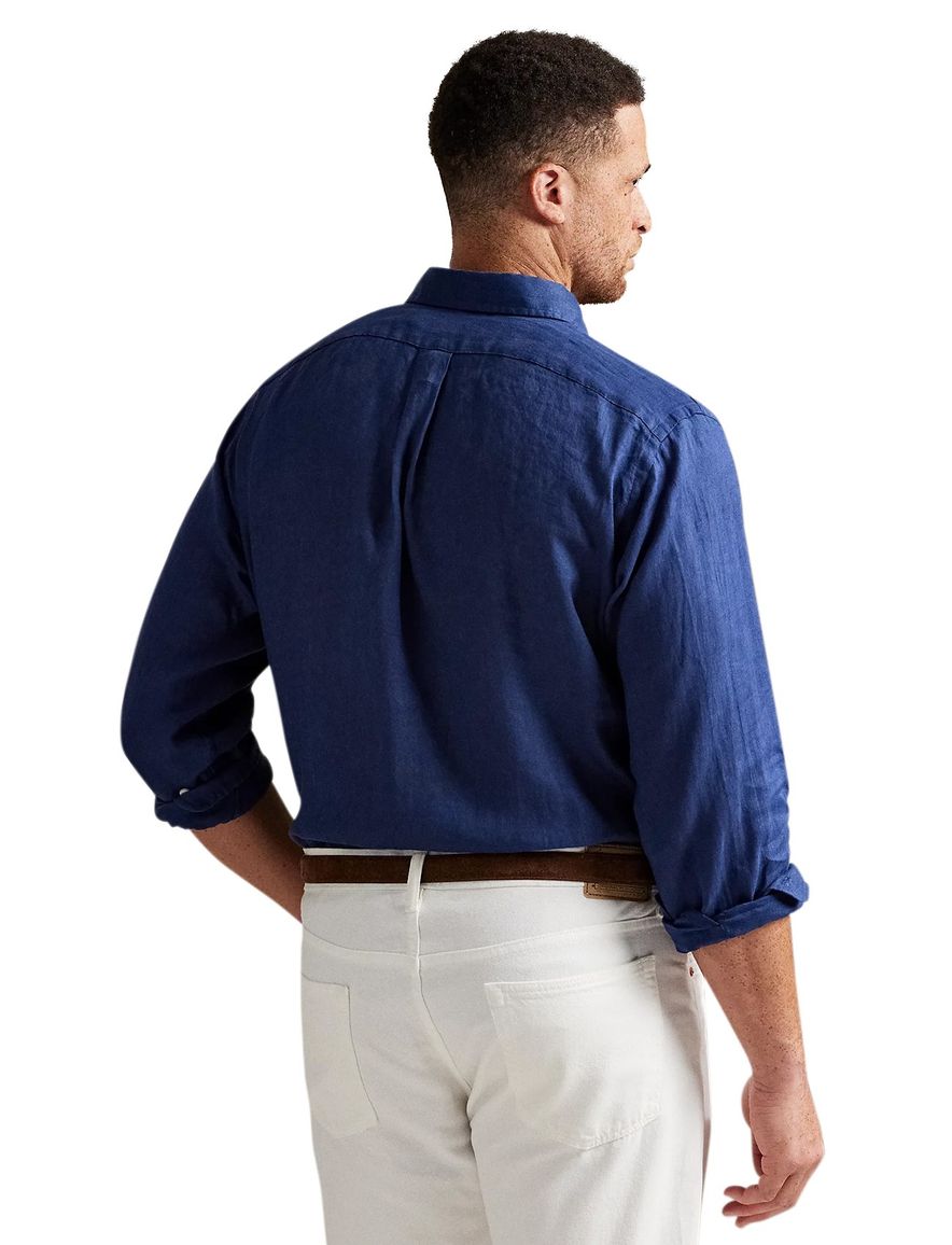 Polo Ralph Lauren overhemd donkerblauw linnen