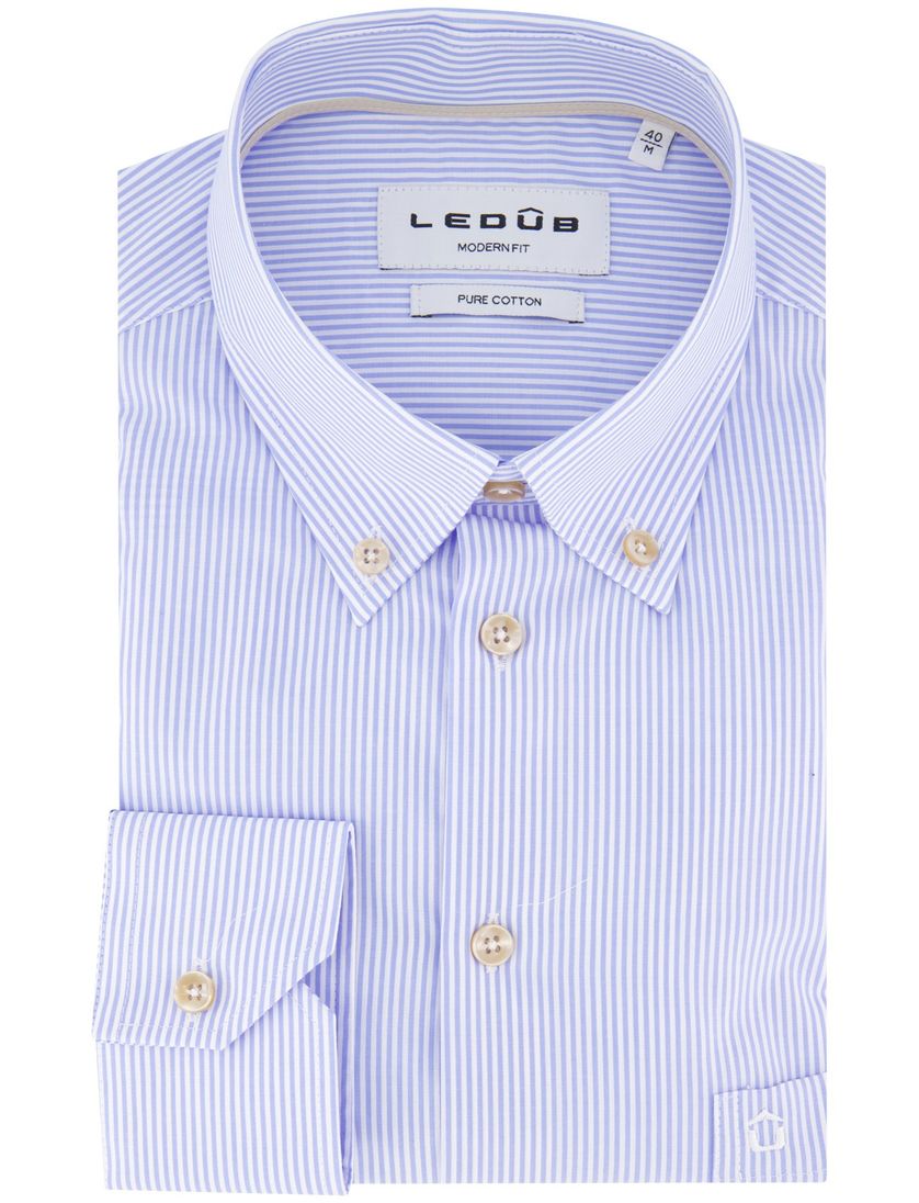Mouwlengte 7 overhemd Ledub blauw strepen button-down