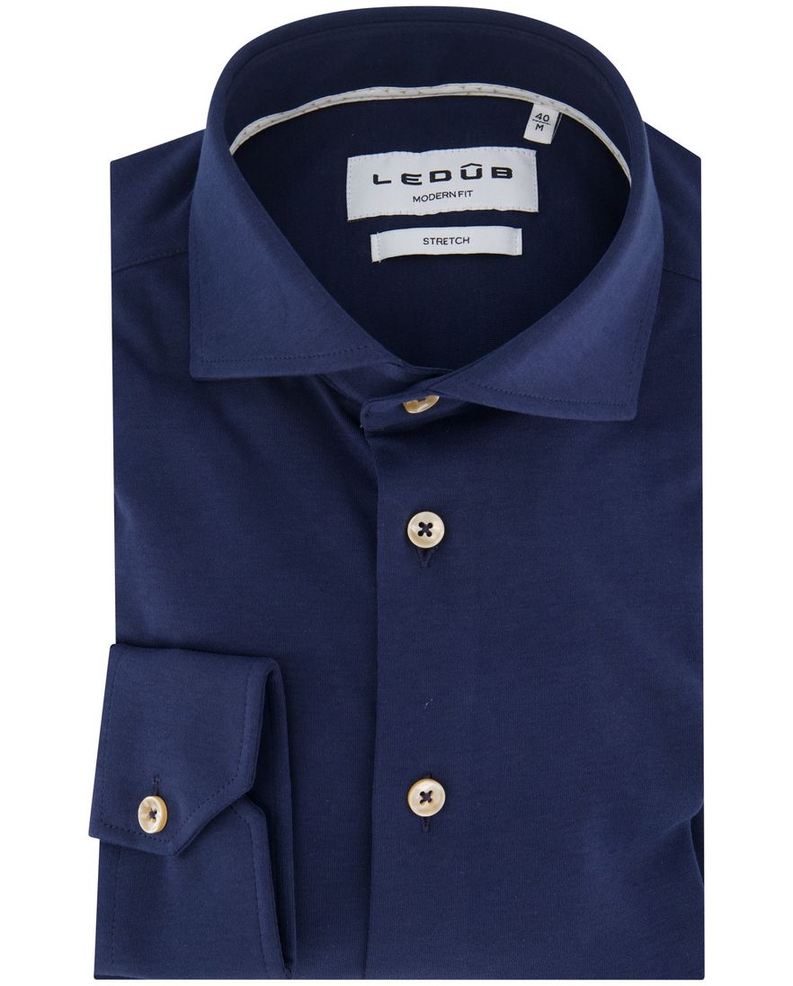 Ledub mouwlengte 7 overhemd donkerblauw katoen normale fit