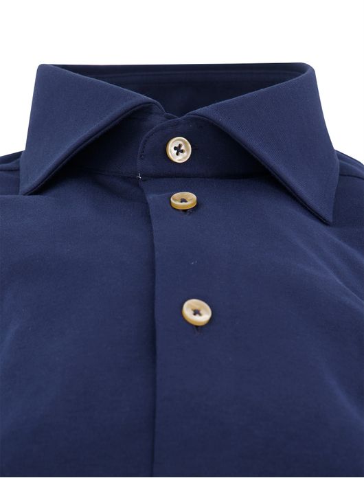 Ledub mouwlengte 7 overhemd donkerblauw stretch