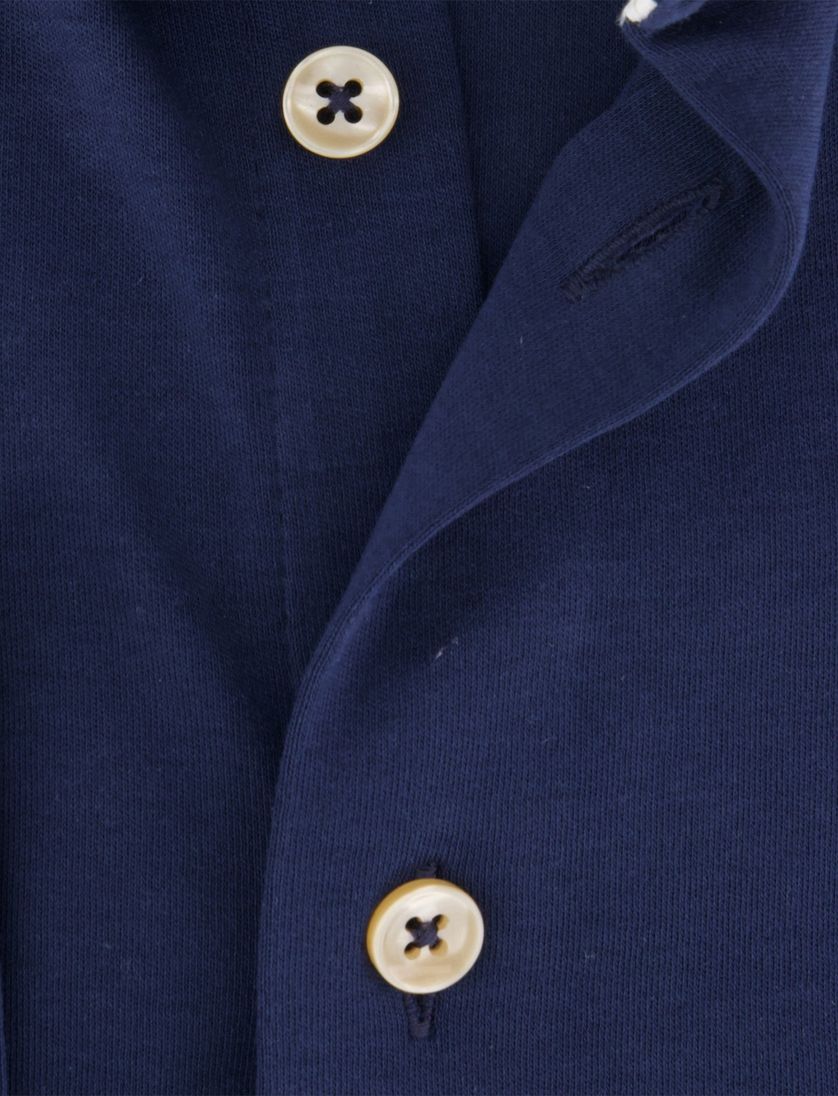 katoenen Ledub mouwlengte 7 overhemd effen donkerblauw