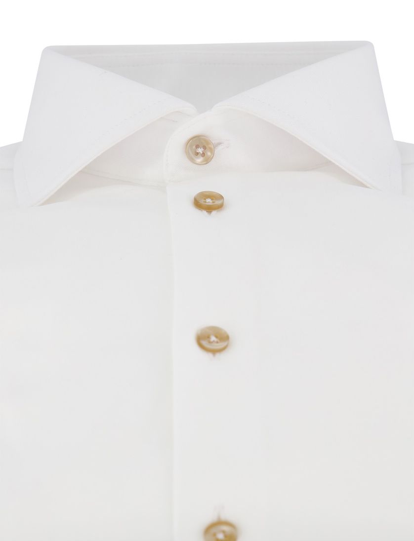 Ledub overhemd mouwlengte 7 normale fit katoen wit effen