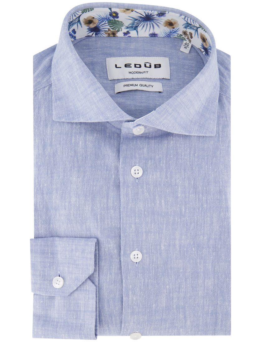 Lichtblauw overhemd Ledub mouwlengte 7 wide collar