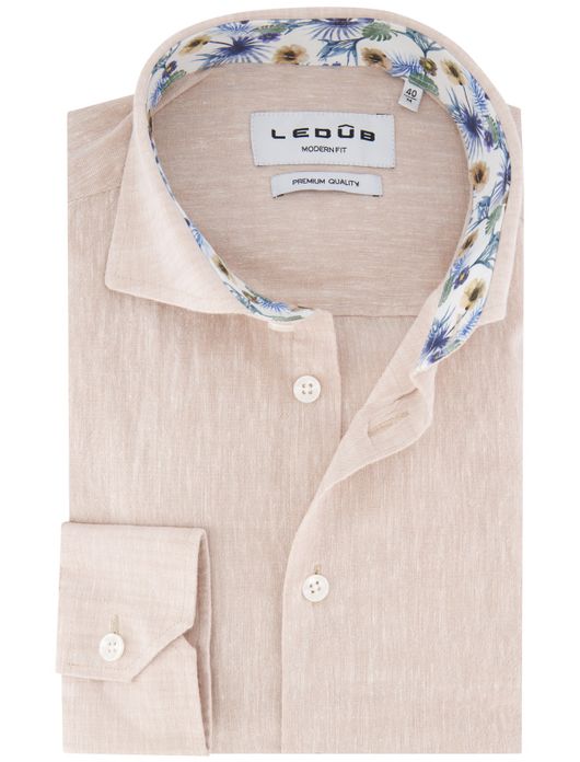 Mouwlengte 7 overhemd beige Ledub
