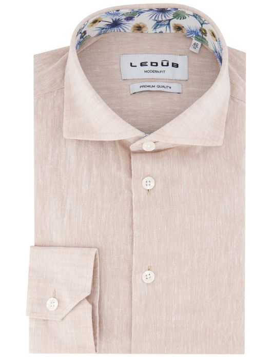 Mouwlengte 7 overhemd beige Ledub