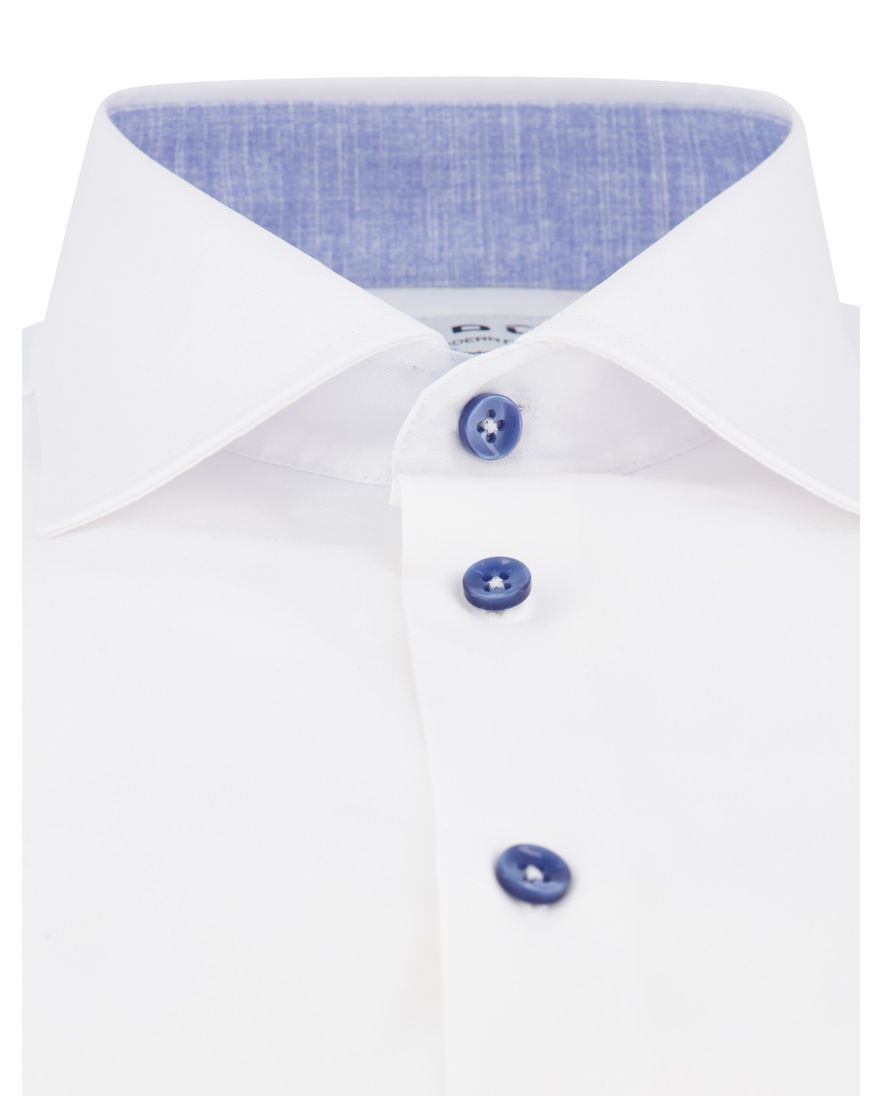 Strijkvrij Ledub overhemd korte mouw wit normale fit effen