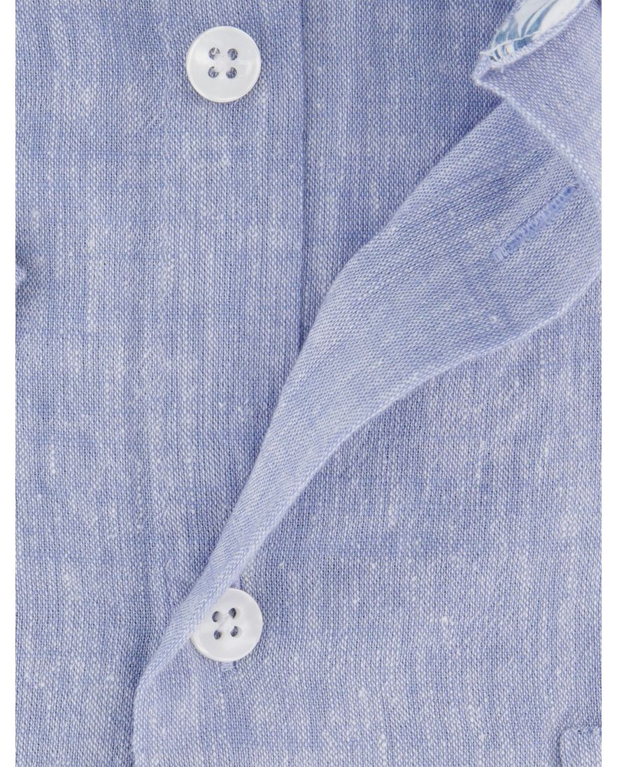 Ledub korte mouw overhemd gemeleerd blauw normale fit