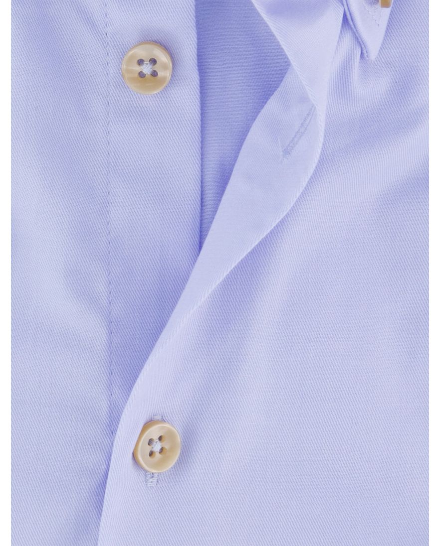 Ledub overhemd korte mouw blauw stretch katoen normale fit