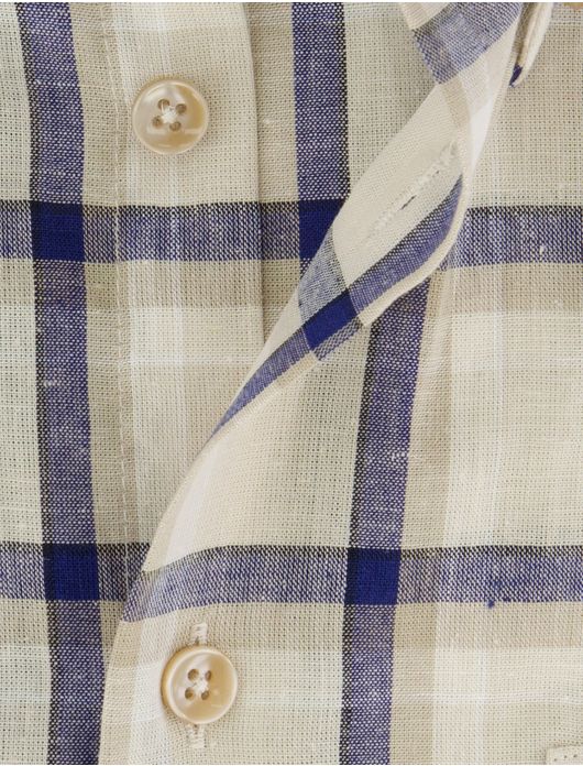 Ledub overhemd korte mouw beige geruit