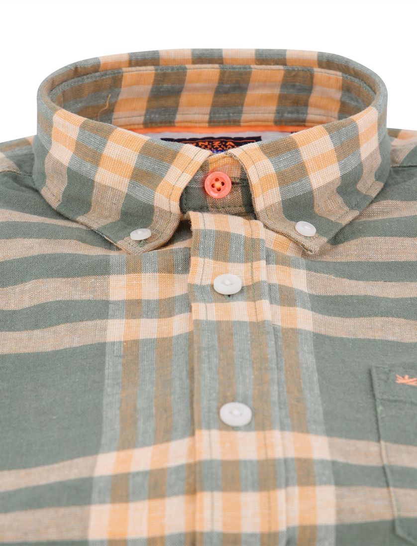 NZA overhemd groen linnen met borstzak