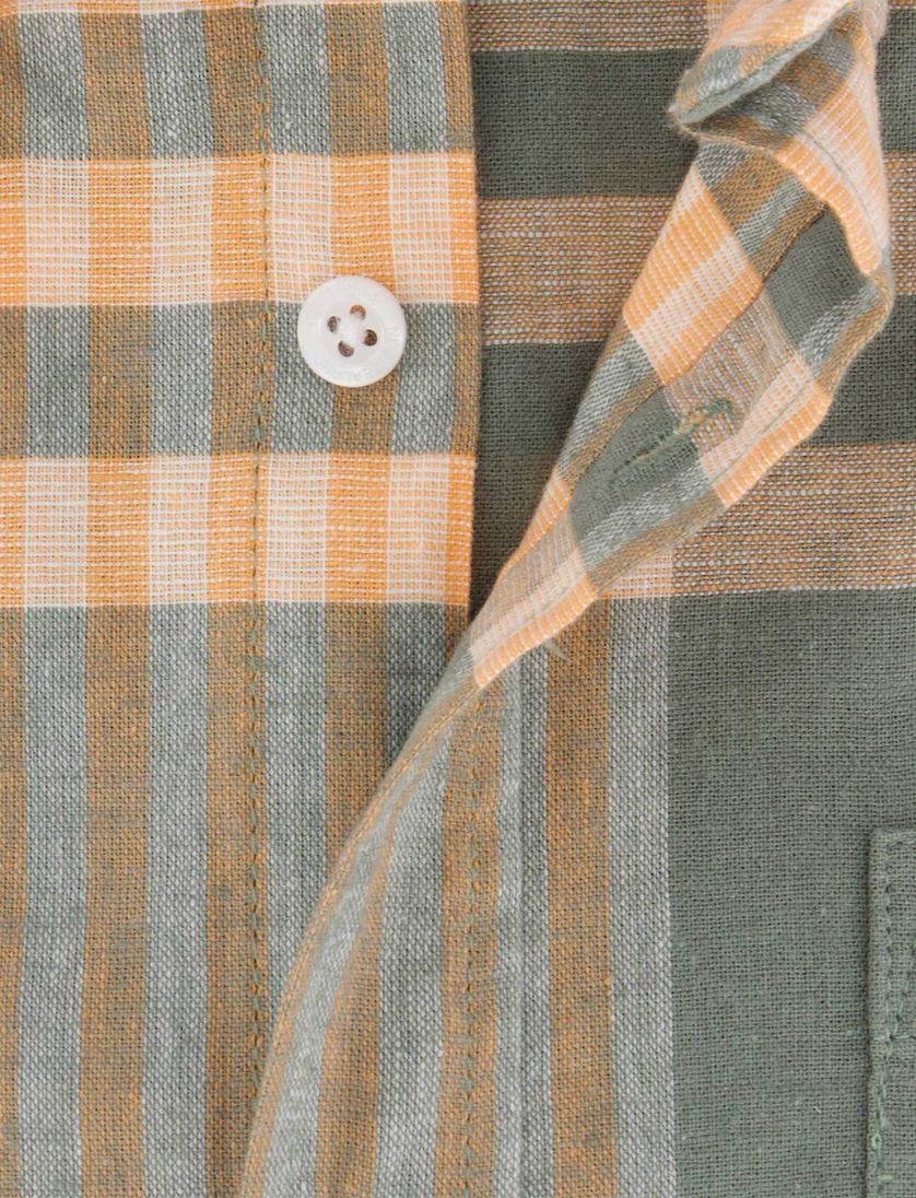 NZA overhemd groen linnen met borstzak