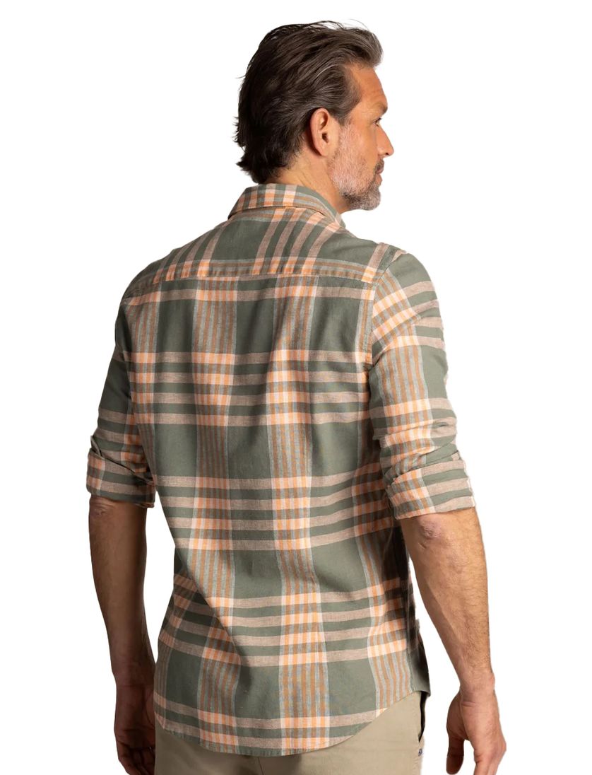 NZA overhemd groen linnen met borstzak