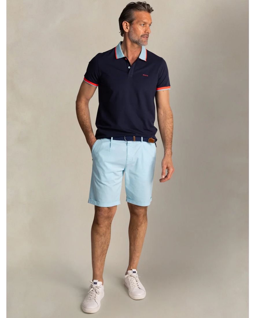 NZA poloshirt navy katoen met lichtblauwe kraag