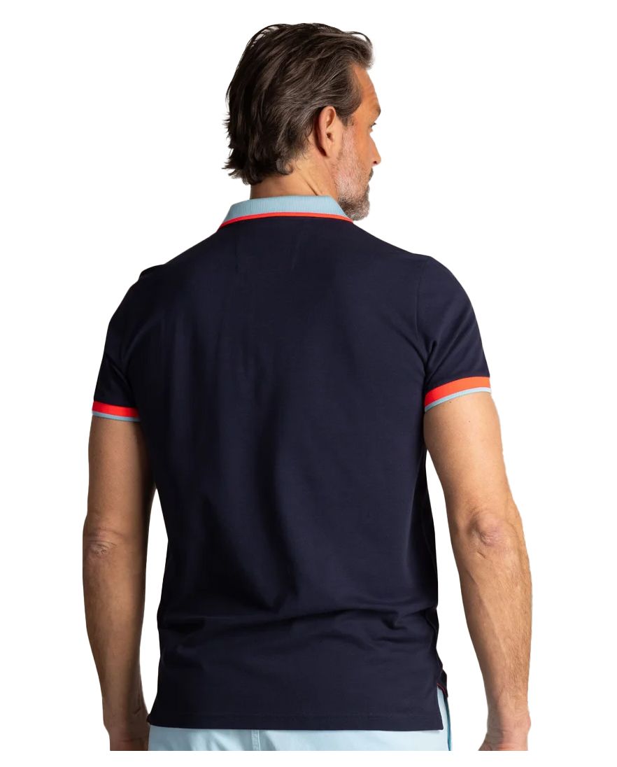NZA poloshirt navy katoen met lichtblauwe kraag