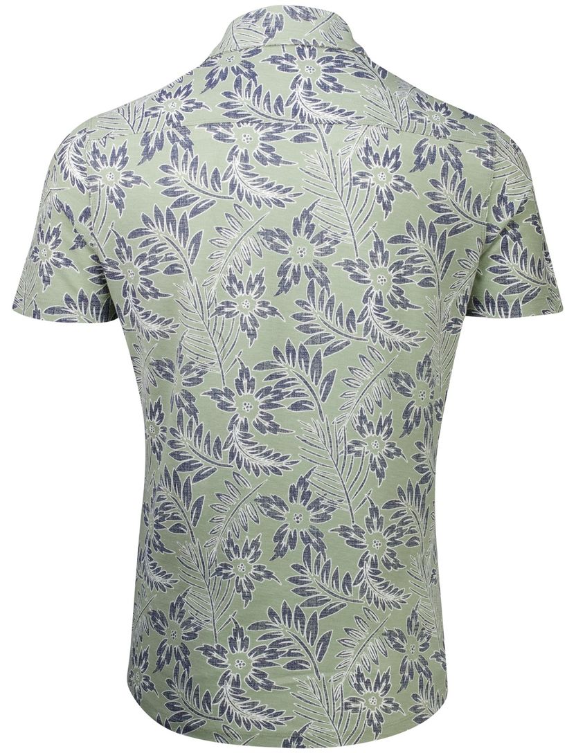 NZA overhemd korte mouw groen geprint