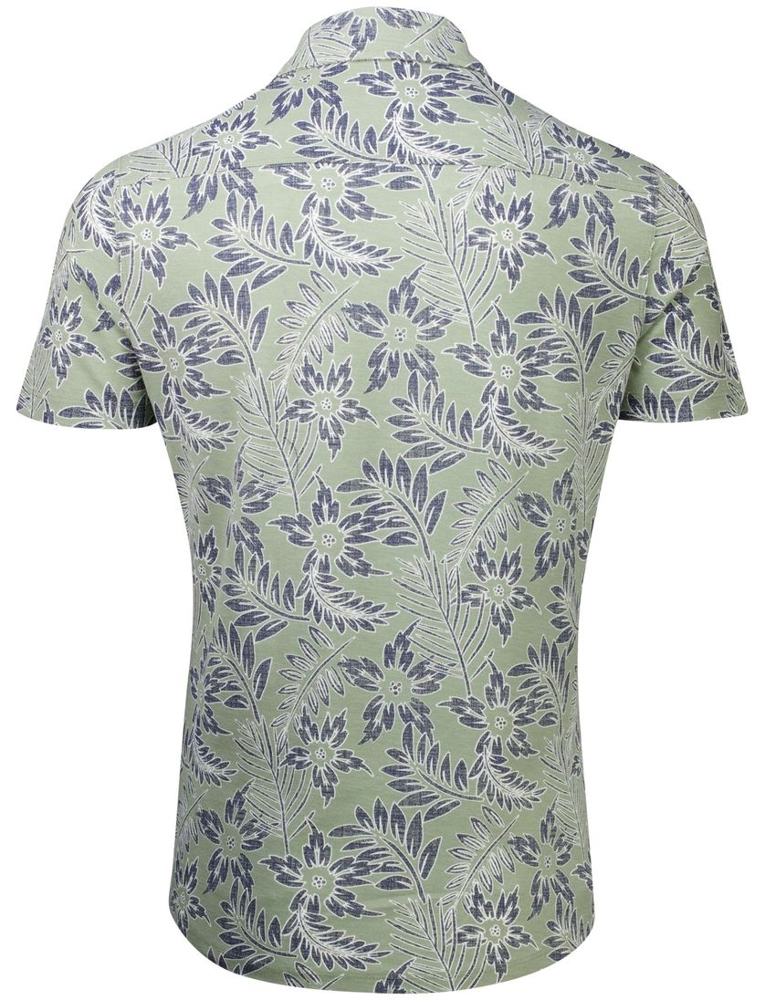 NZA overhemd korte mouw groen geprint