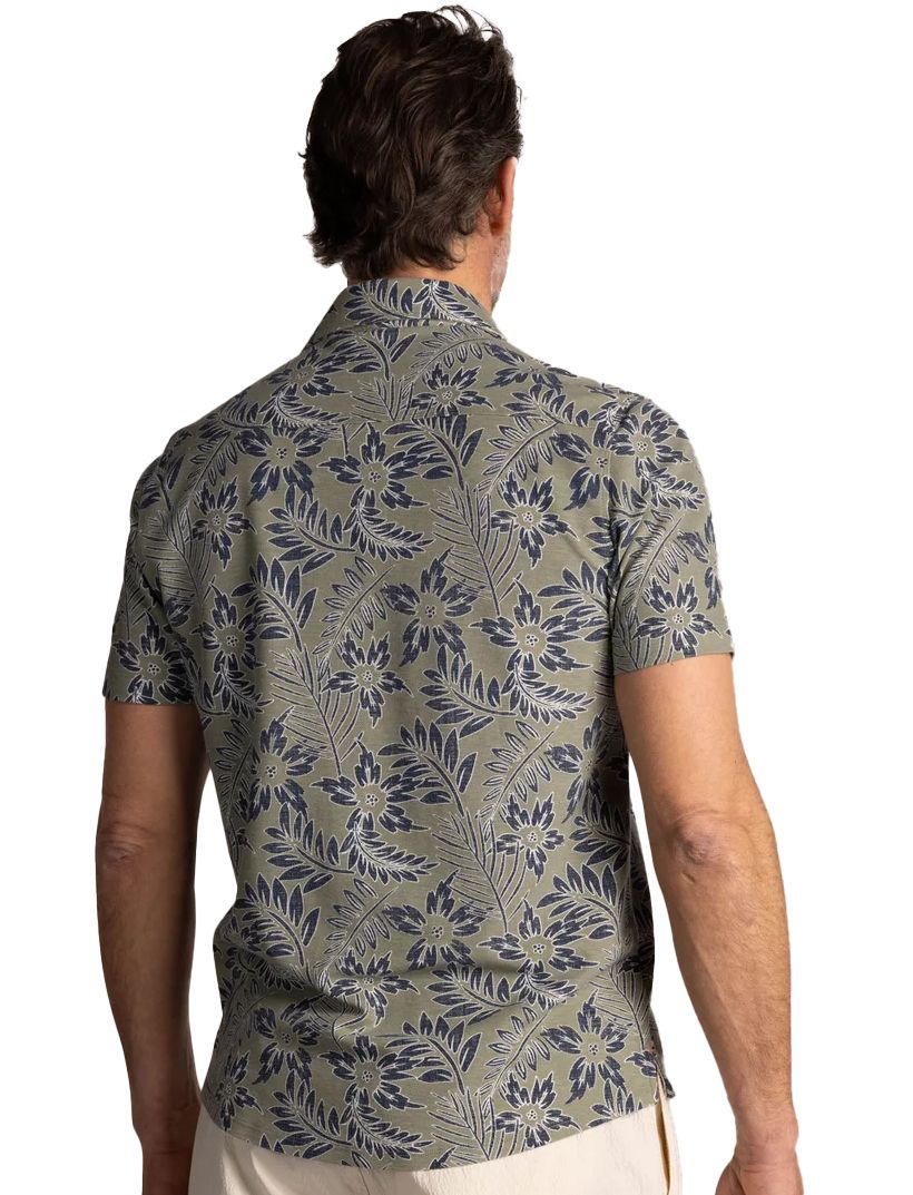 NZA overhemd korte mouw groen geprint