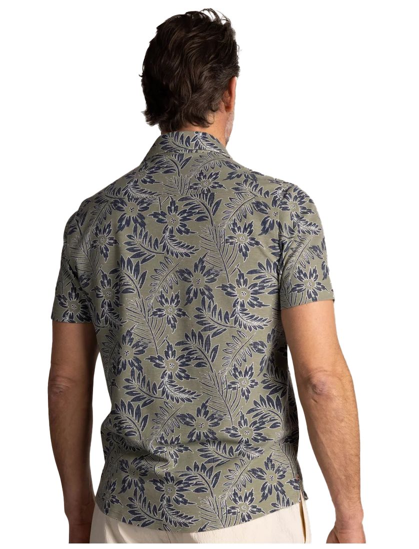 NZA overhemd korte mouw groen geprint