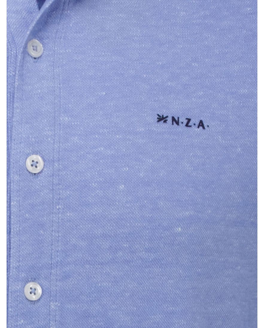NZA overhemd korte mouw blauw effen