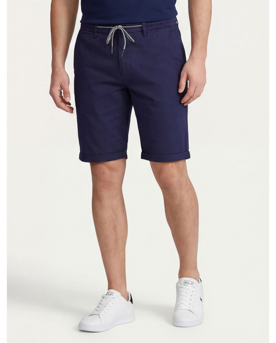 Nza the bankers korte broek effen donkerblauw normale fit