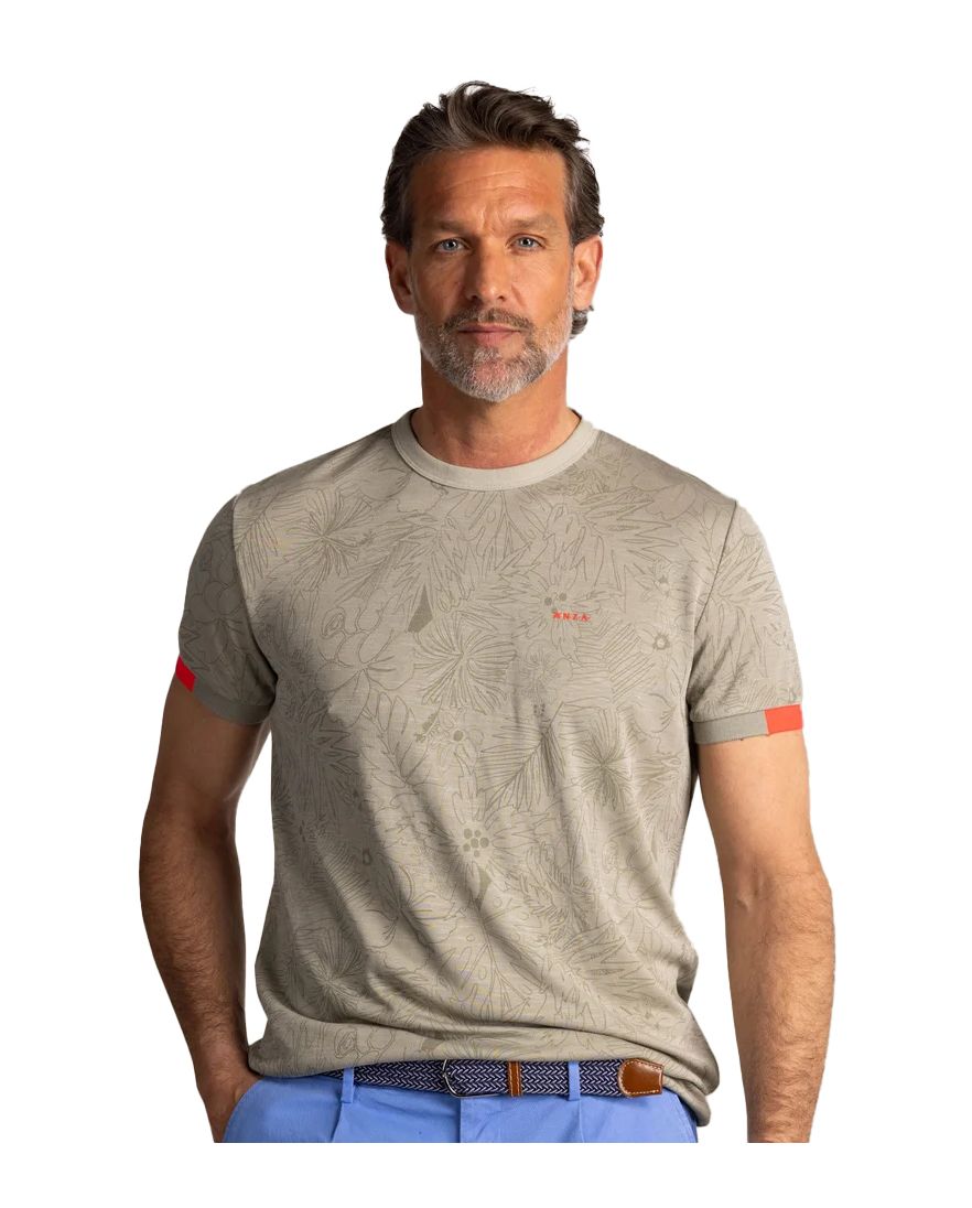 New Zealand t-shirt groen met bladprint