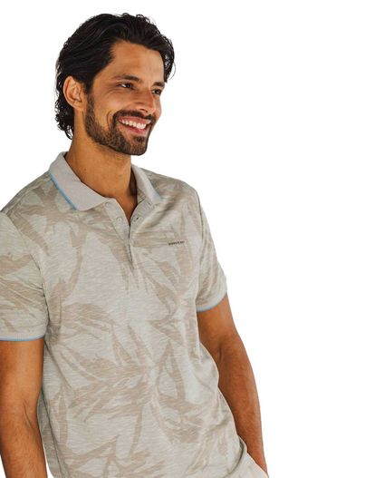 State of Art State of Art korte mouw polo beige blauw geprint korte mouwen