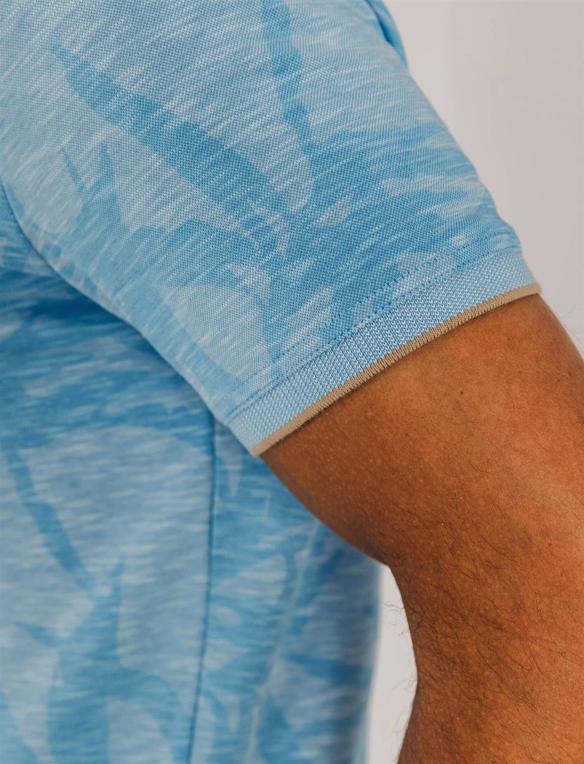 State of Art korte mouw polo blauw geprint 3-knoops