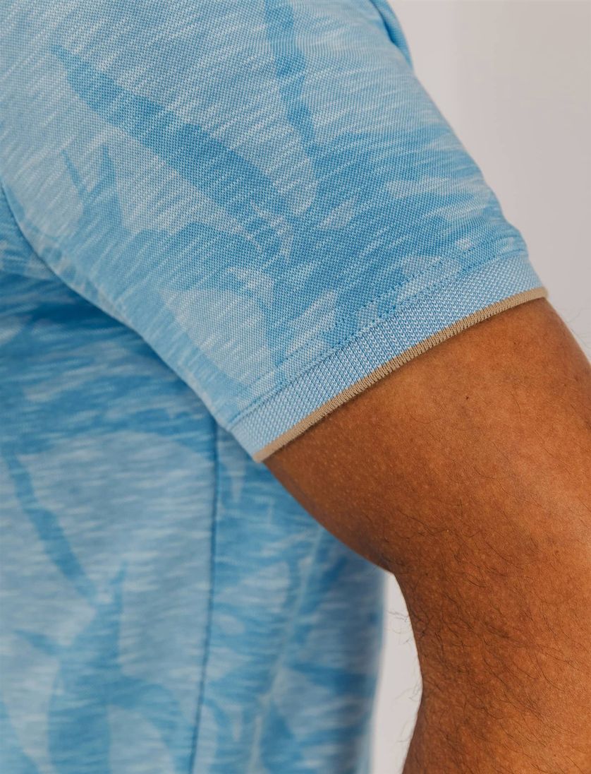 State of Art korte mouw polo blauw geprint 3-knoops