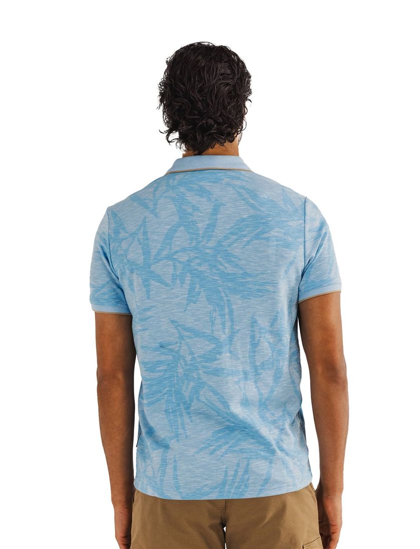 State of Art korte mouw polo blauw geprint 3-knoops