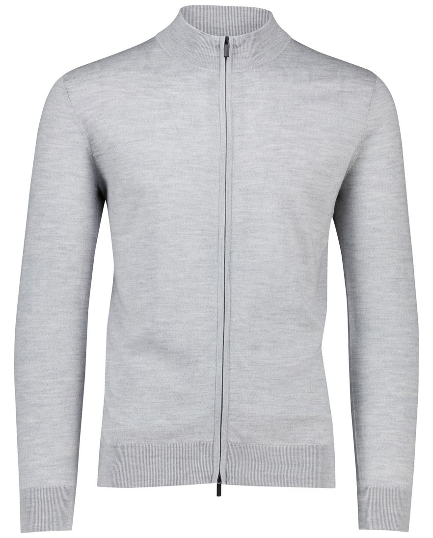 Thomas Maine gêmeleerd vest rits merinowol grijs