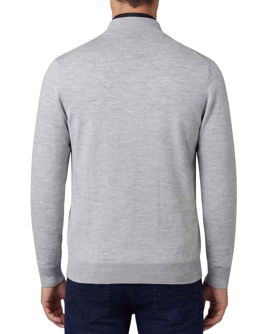 Thomas Maine gêmeleerd vest rits merinowol grijs