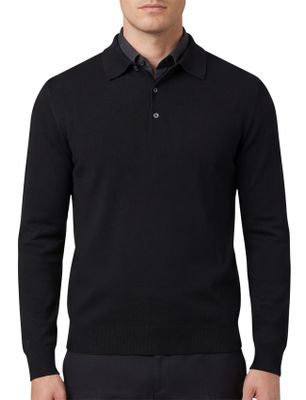 Thomas Maine Thomas Maine trui zwart merinowol effen normale fit