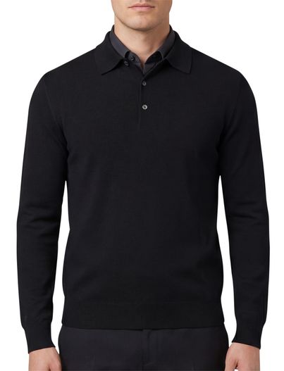 Thomas Maine Thomas Maine trui zwart merinowol effen normale fit