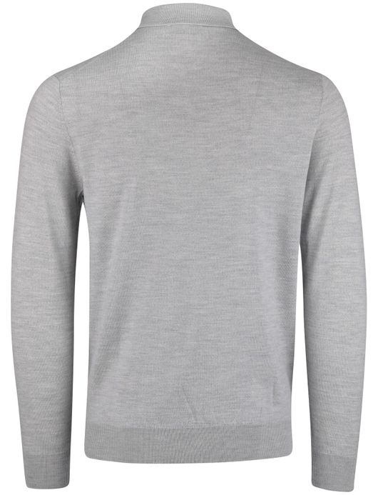 Thomas Maine trui grijs effen merinowol knopen