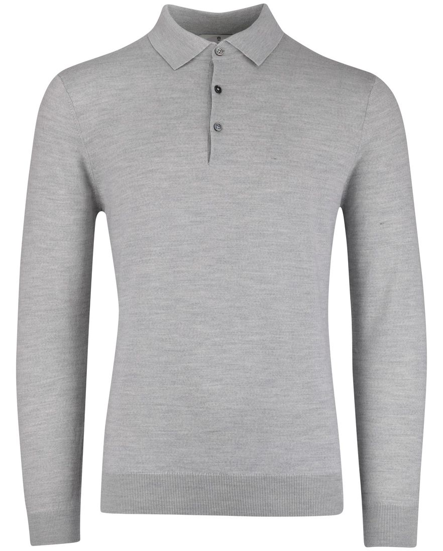 Thomas Maine trui effen grijs merinowol knopen