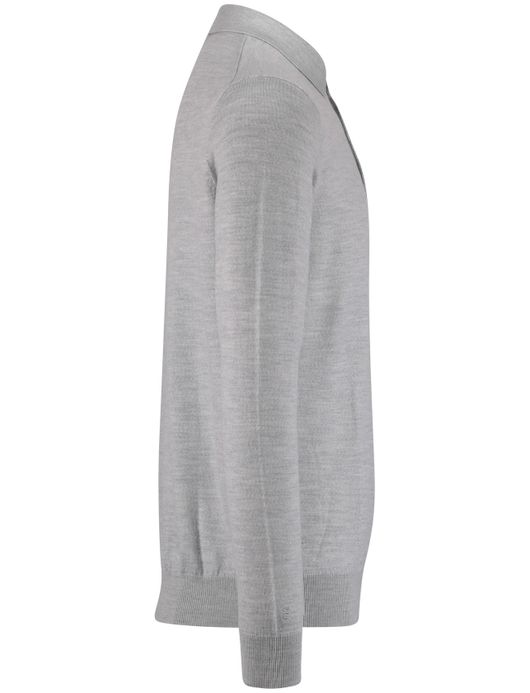 Thomas Maine trui grijs effen merinowol knopen