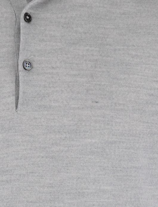 Thomas Maine trui grijs effen merinowol knopen