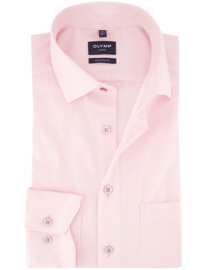 Olymp Olymp modern fit overhemd roze strijkvrij
