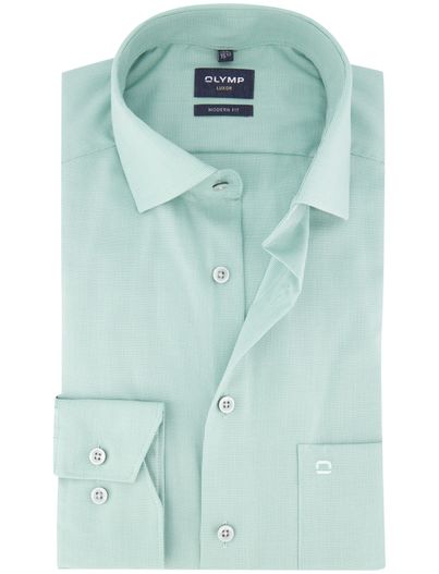 Olymp Olymp modern fit overhemd strijkvrij groen semi-wide spread boord