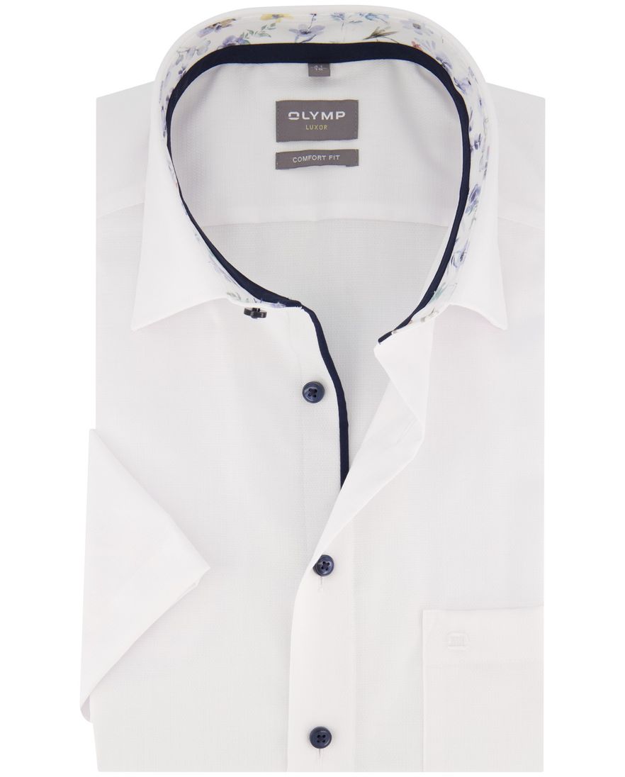 Olymp Comfort Fit overhemd wit strijkvrij korte mouw effen